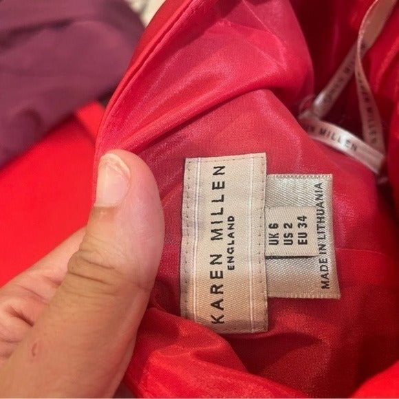 Karen Millen red satin like midi dress halter top size 2 - Picture 7 of 16